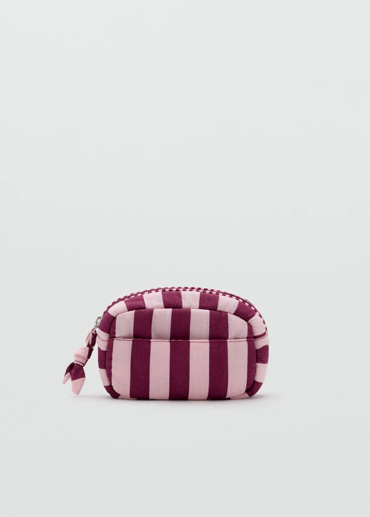 Striped cotton toiletry bag — Pink
