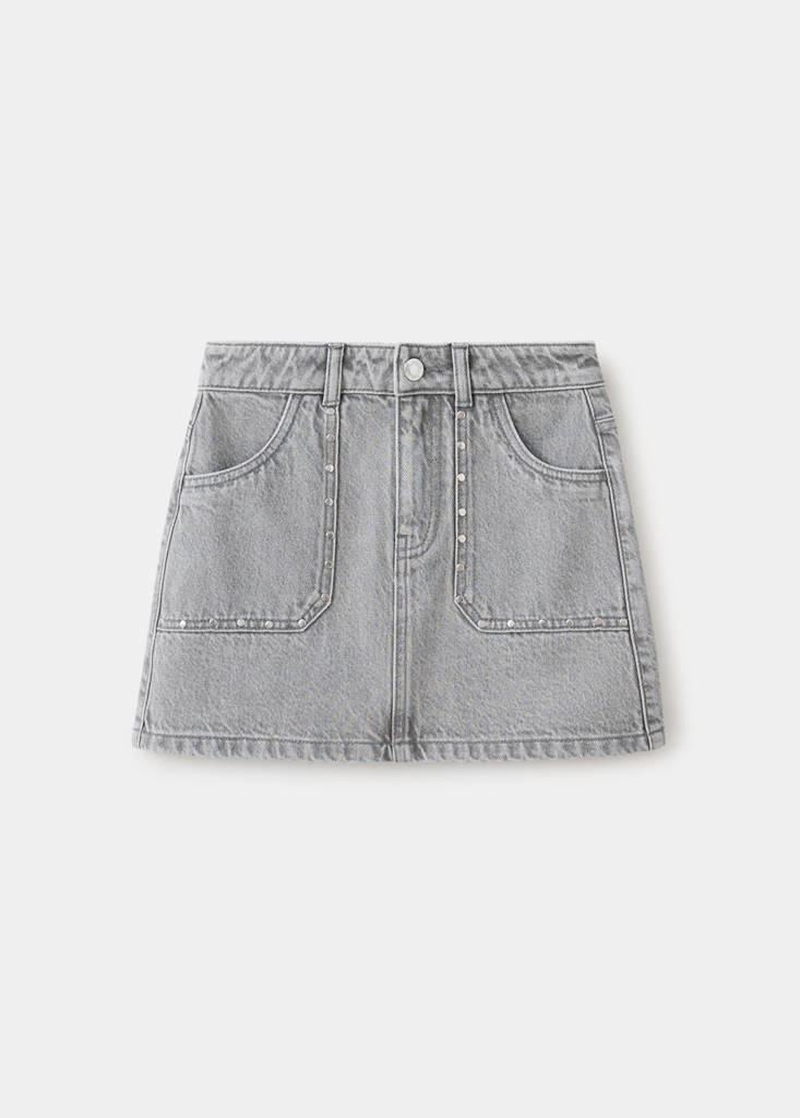 Studded denim skirt — Denim Grey