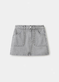 Studded denim skirt — Denim Grey 1