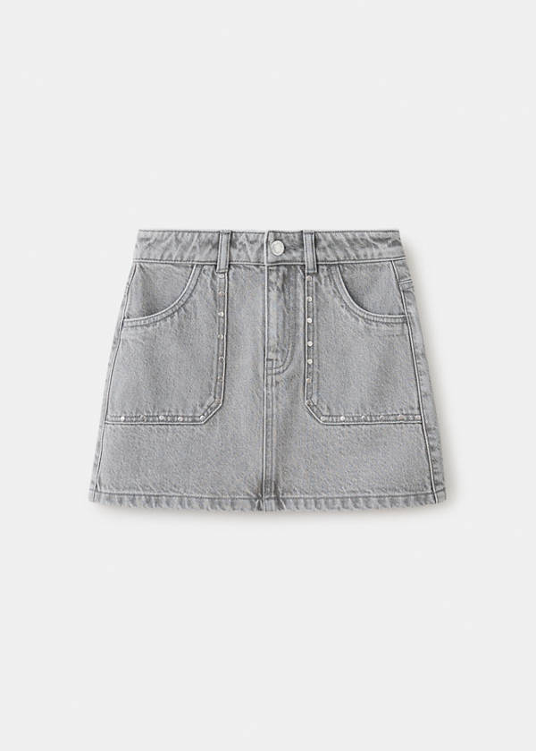 Studded denim skirt — Denim Grey