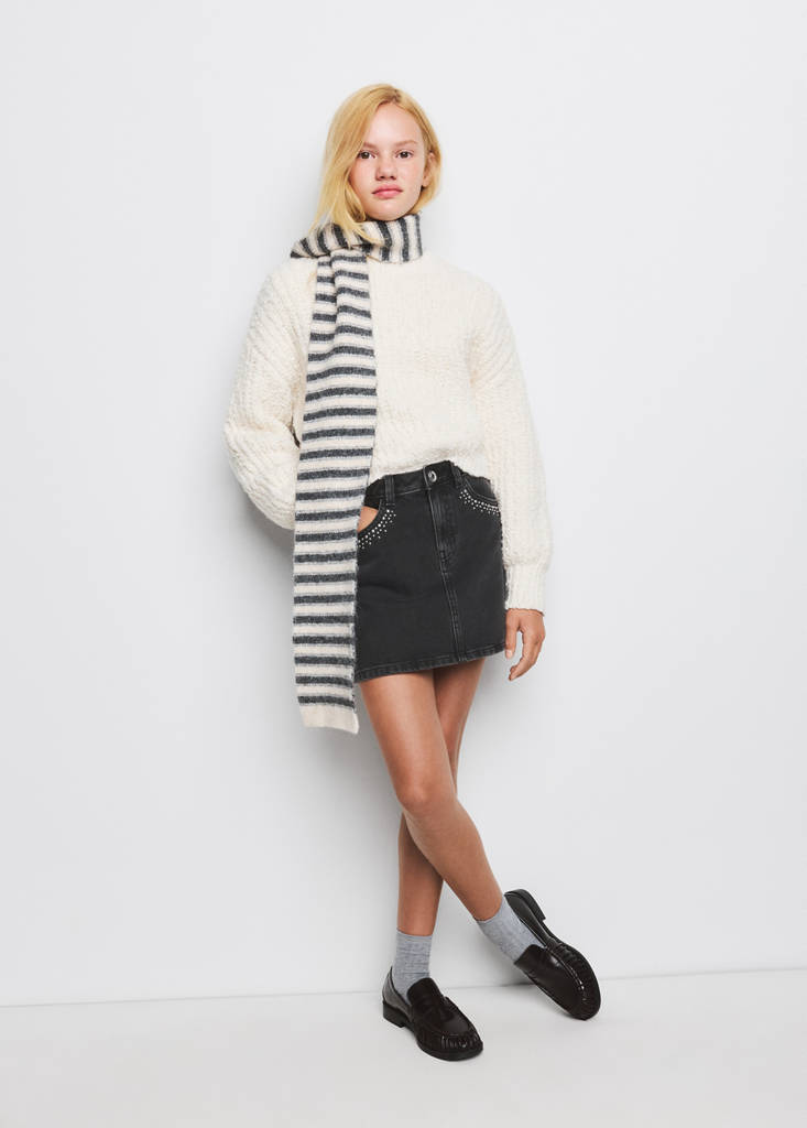 Strass denim skirt — Black denim
