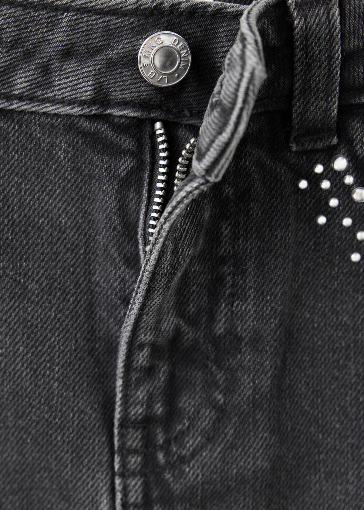 Strass denim skirt — Black denim