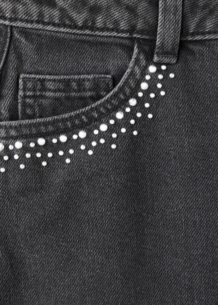 Strass denim skirt — Black denim