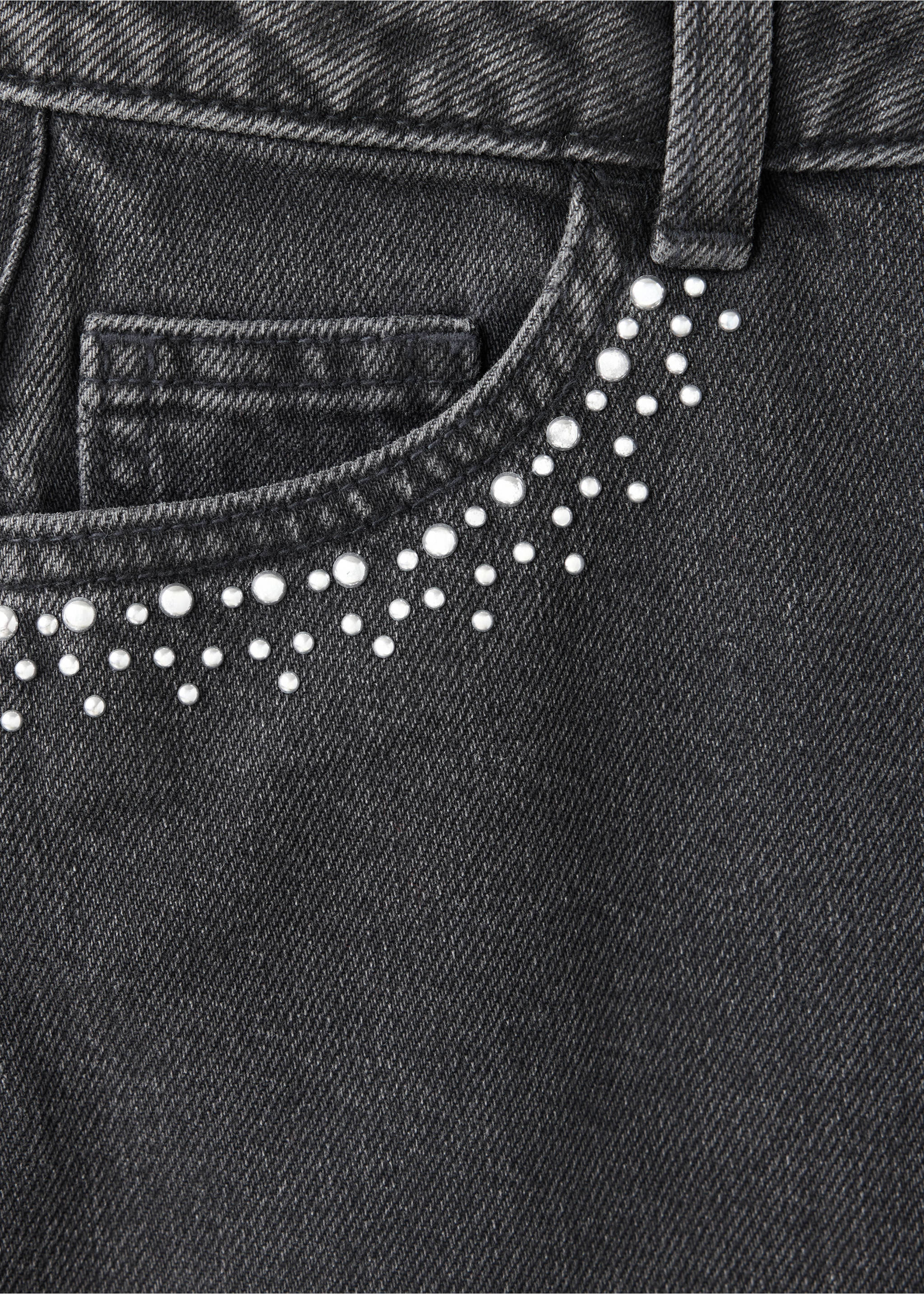 Strass denim skirt - Details of the article 0, Black denim. Ref: 37064410-00.