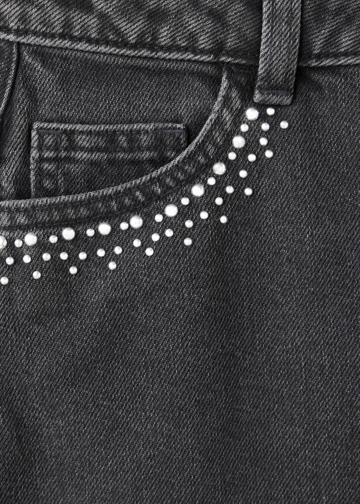 Strass denim skirt — Black denim