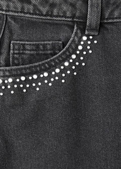 Strass denim skirt — Black denim 6