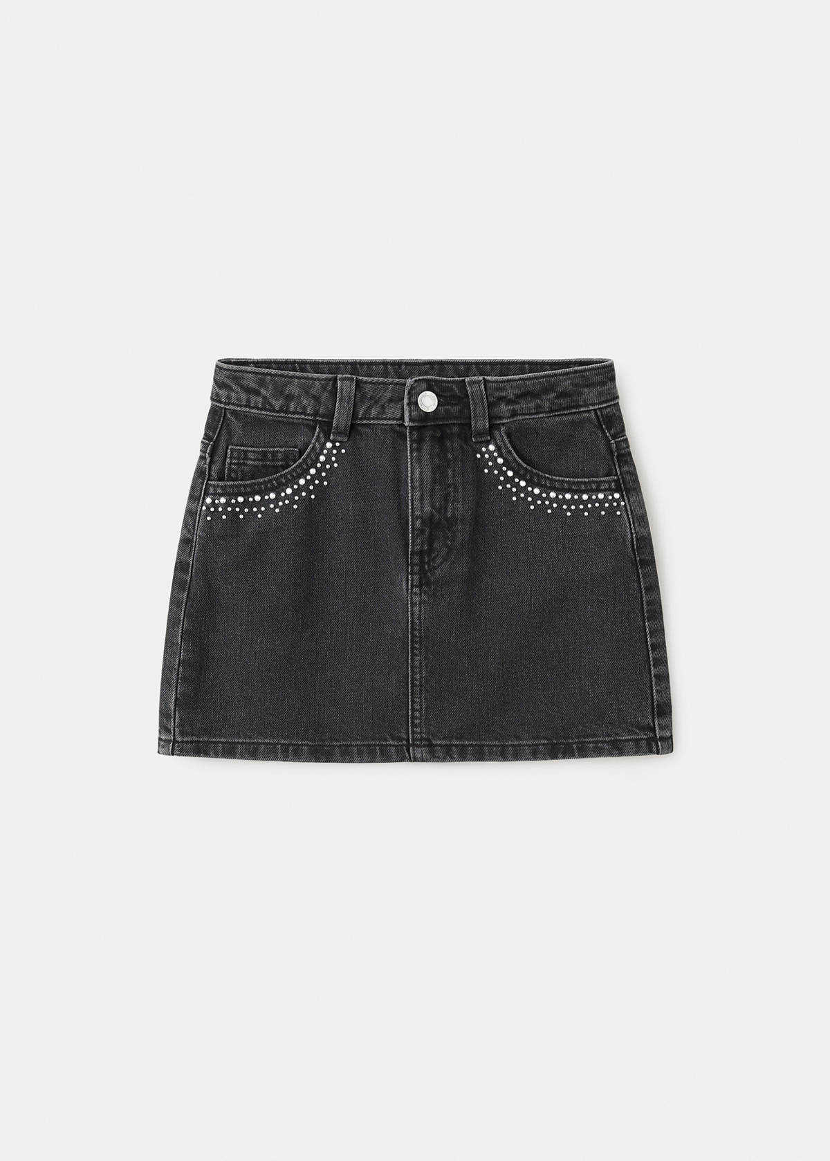Strass denim skirt — Black denim