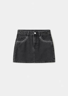 Strass denim skirt — Black denim 3