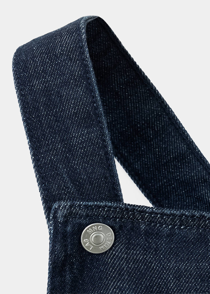 Pocket denim pinafore dress — Open Blue