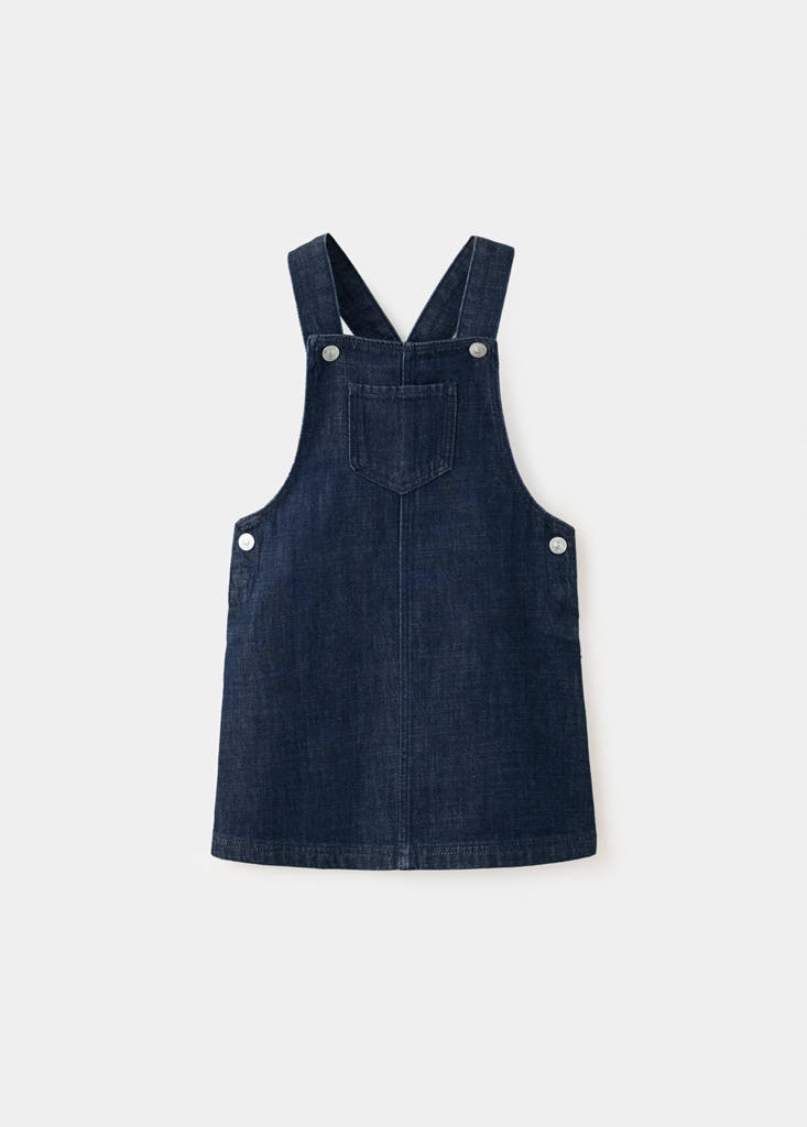Pocket denim pinafore dress — Open Blue