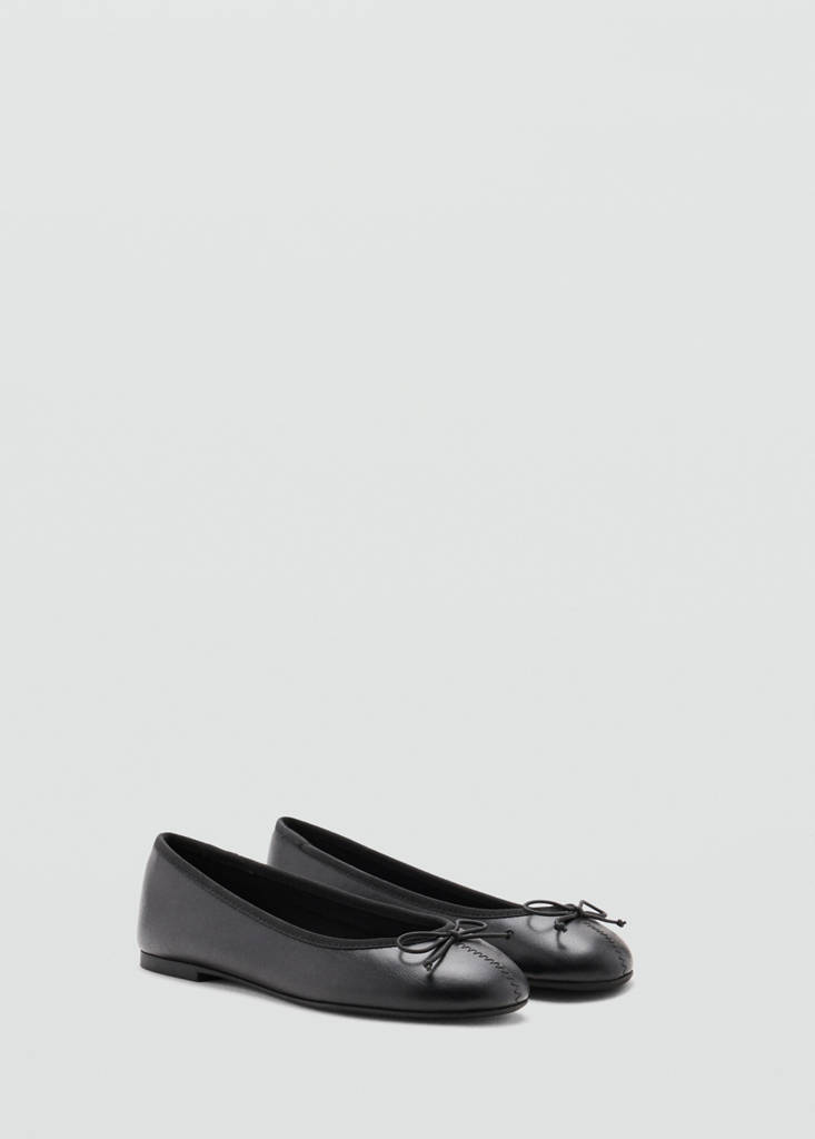Metallic ballet flats with bow — Black