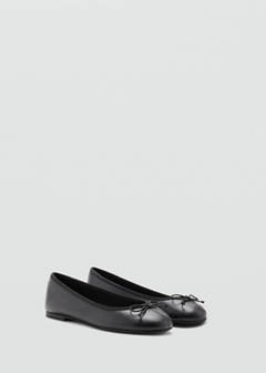 Metallic ballet flats with bow — Black 4