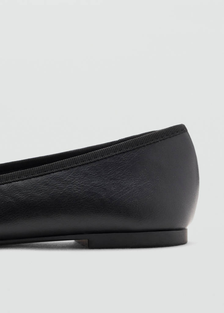 Metallic ballet flats with bow — Black