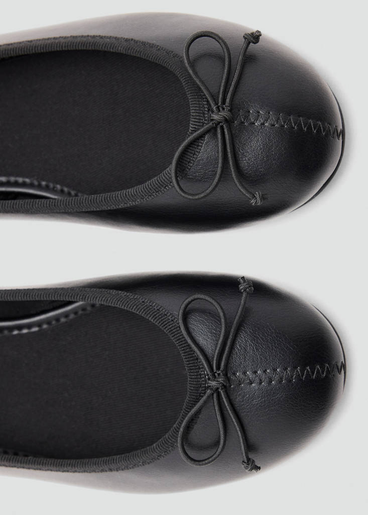 Metallic ballet flats with bow — Black