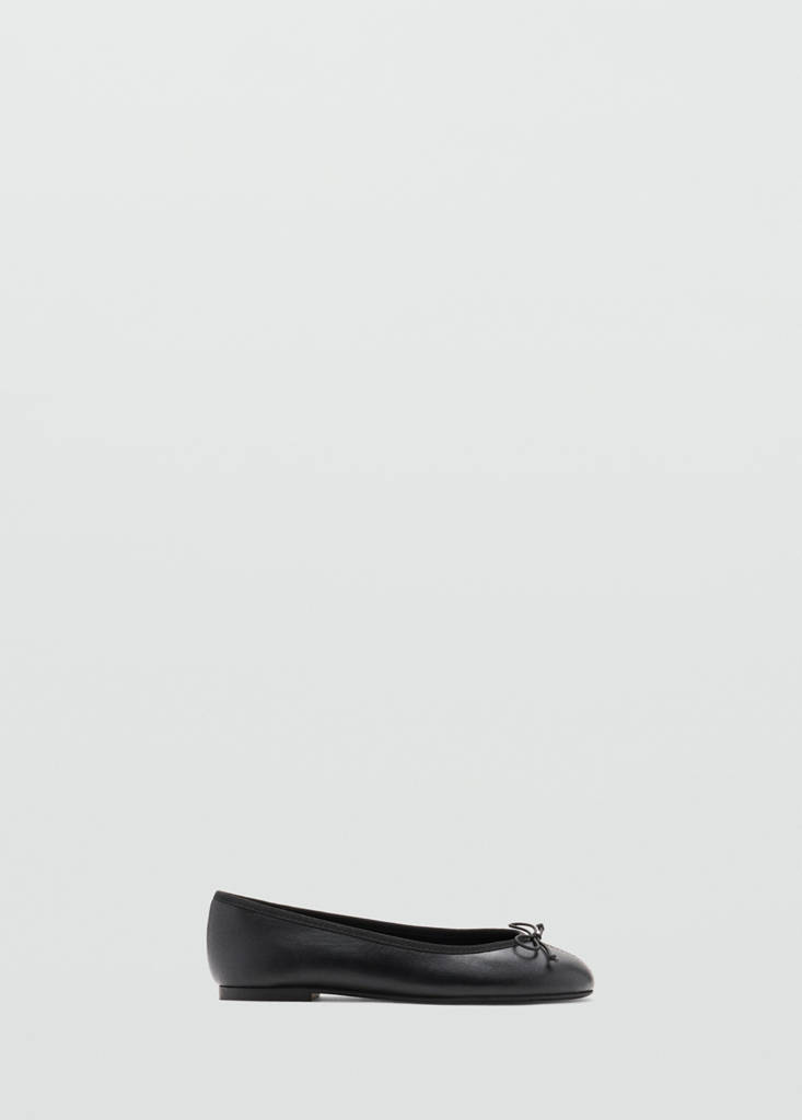 Metallic ballet flats with bow — Black