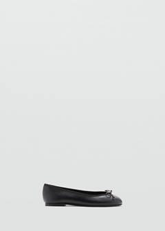 Metallic ballet flats with bow — Black 1
