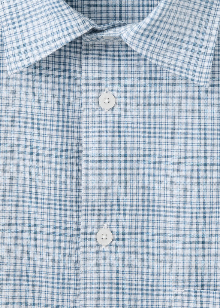 Seersucker check textured shirt — Blue