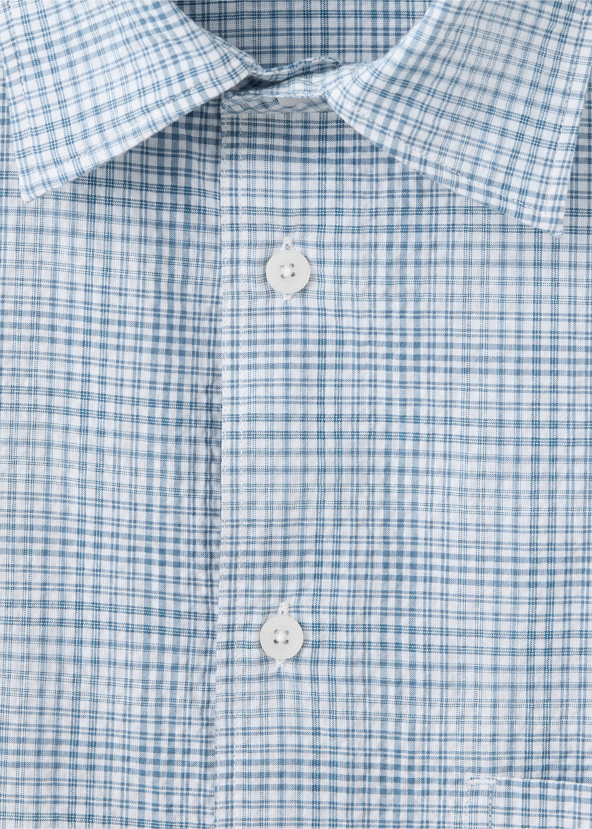 Chemise seersucker texturée à carreaux - Détail de l'article 8, Bleu. Ref: 37064417-00.