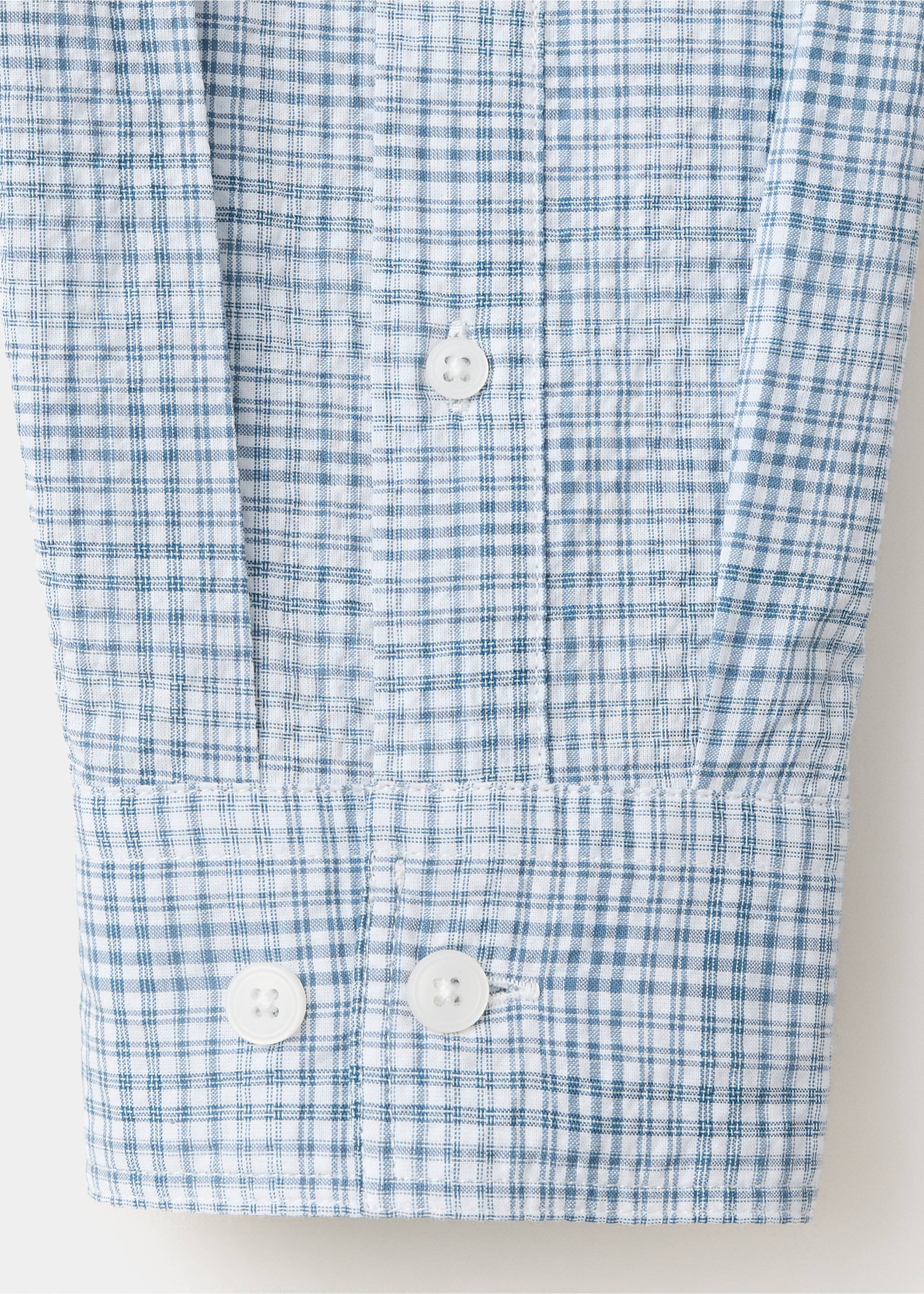 Chemise seersucker texturée à carreaux - Détail de l'article 0, Bleu. Ref: 37064417-00.