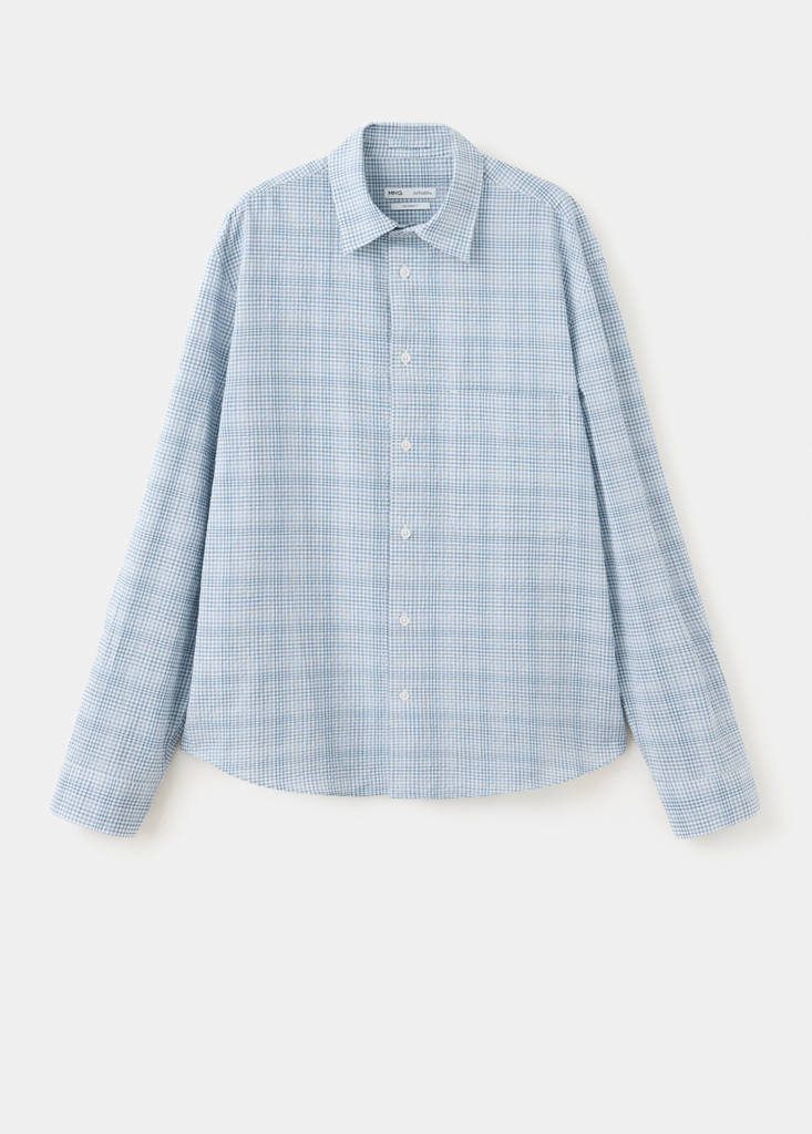 Seersucker check textured shirt — Blue