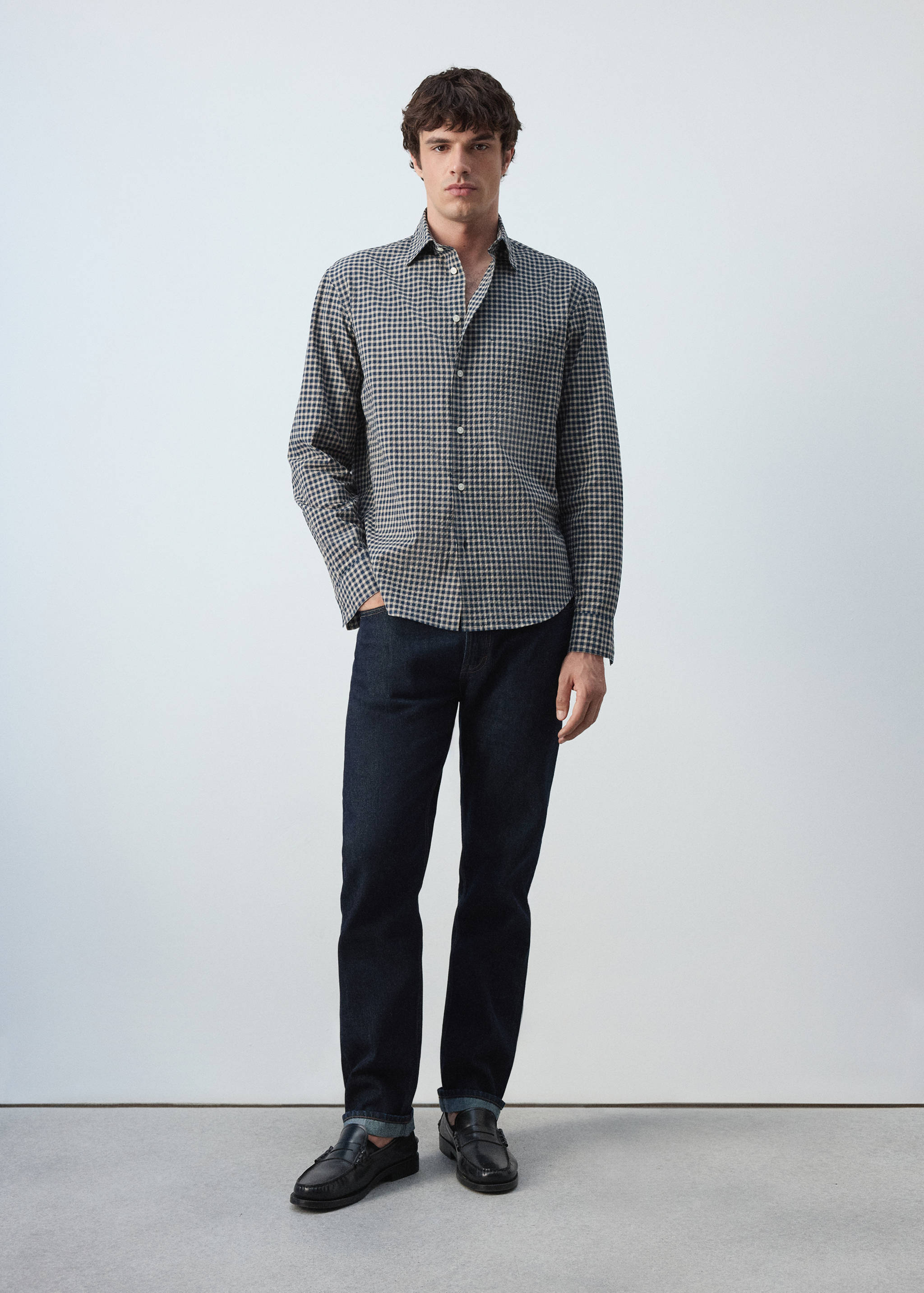 Chemise seersucker texturée à carreaux - Plan général