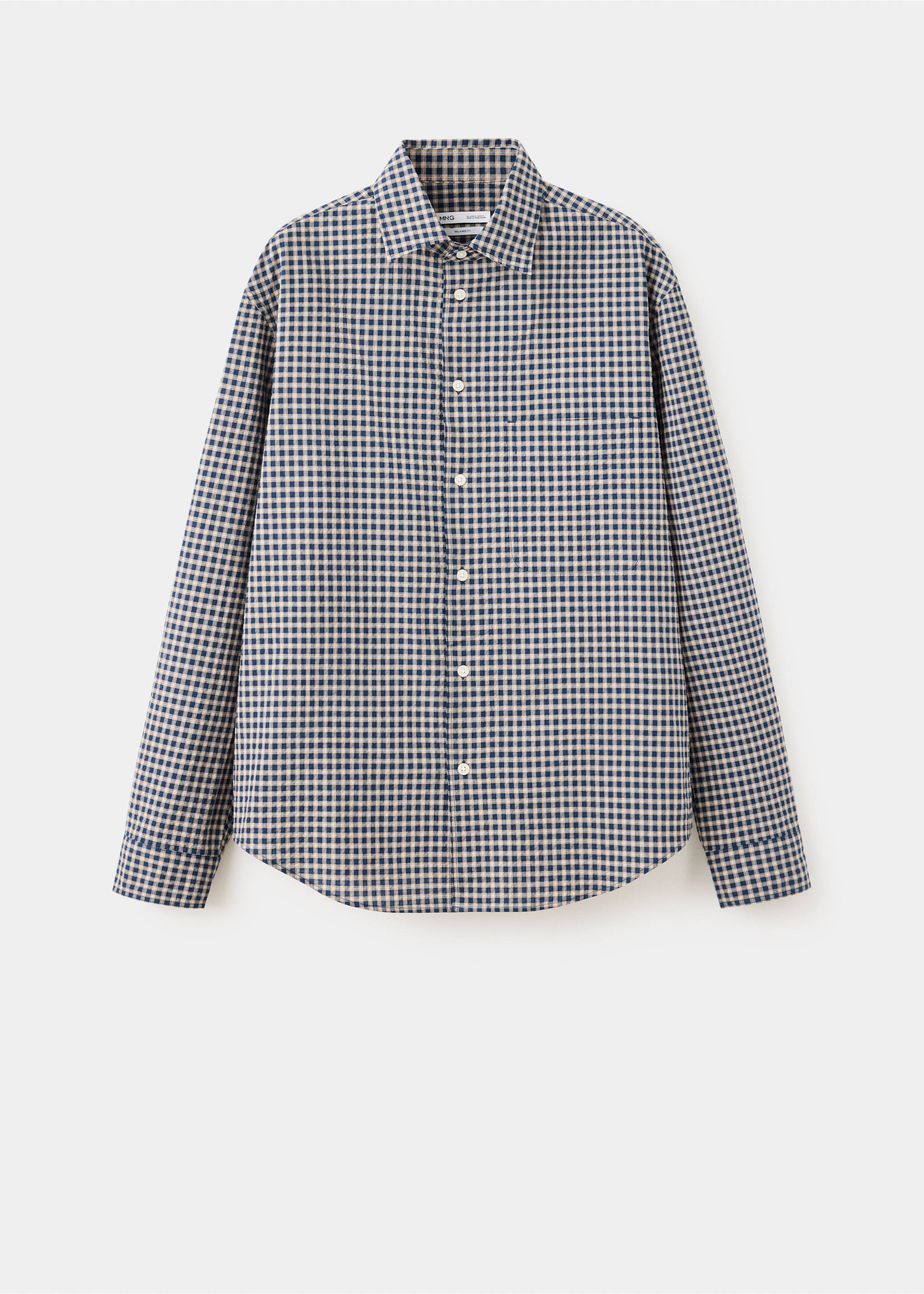 Chemise seersucker texturée à carreaux - Article sans modèle, Bleu marine foncé. Ref: 37064417-00.