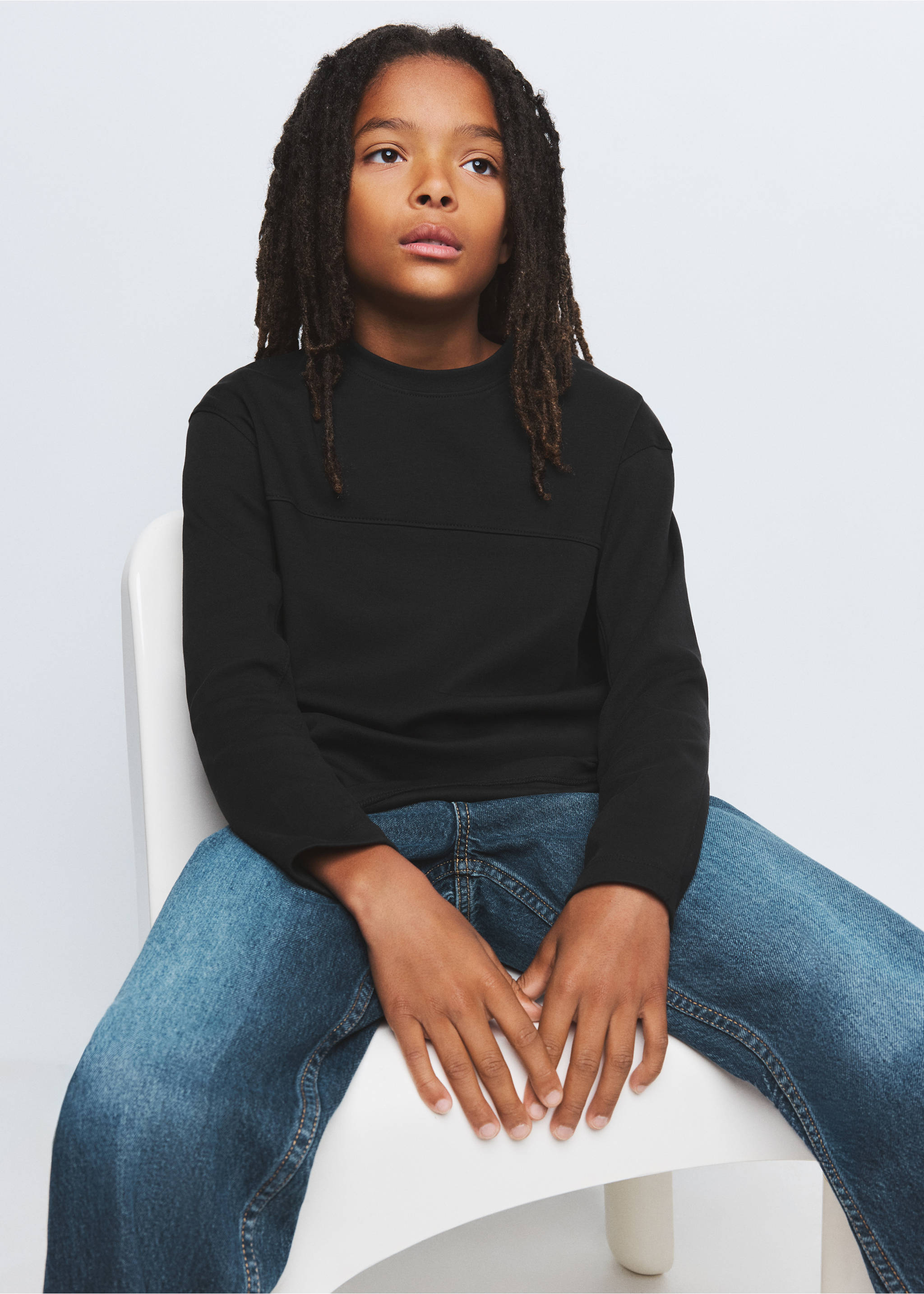 Cotton T-shirt with seams - Medium plane, Black. Ref: 37064419-00.