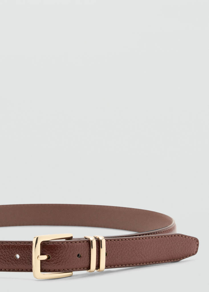 Square buckle belt — Brown