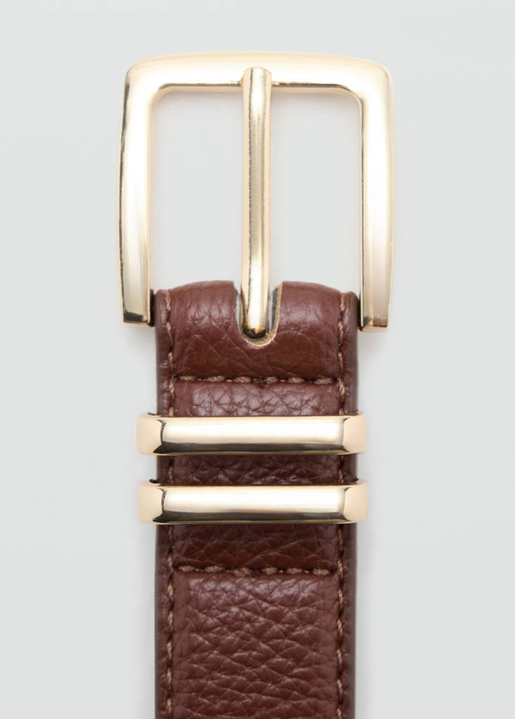 Square buckle belt — Brown