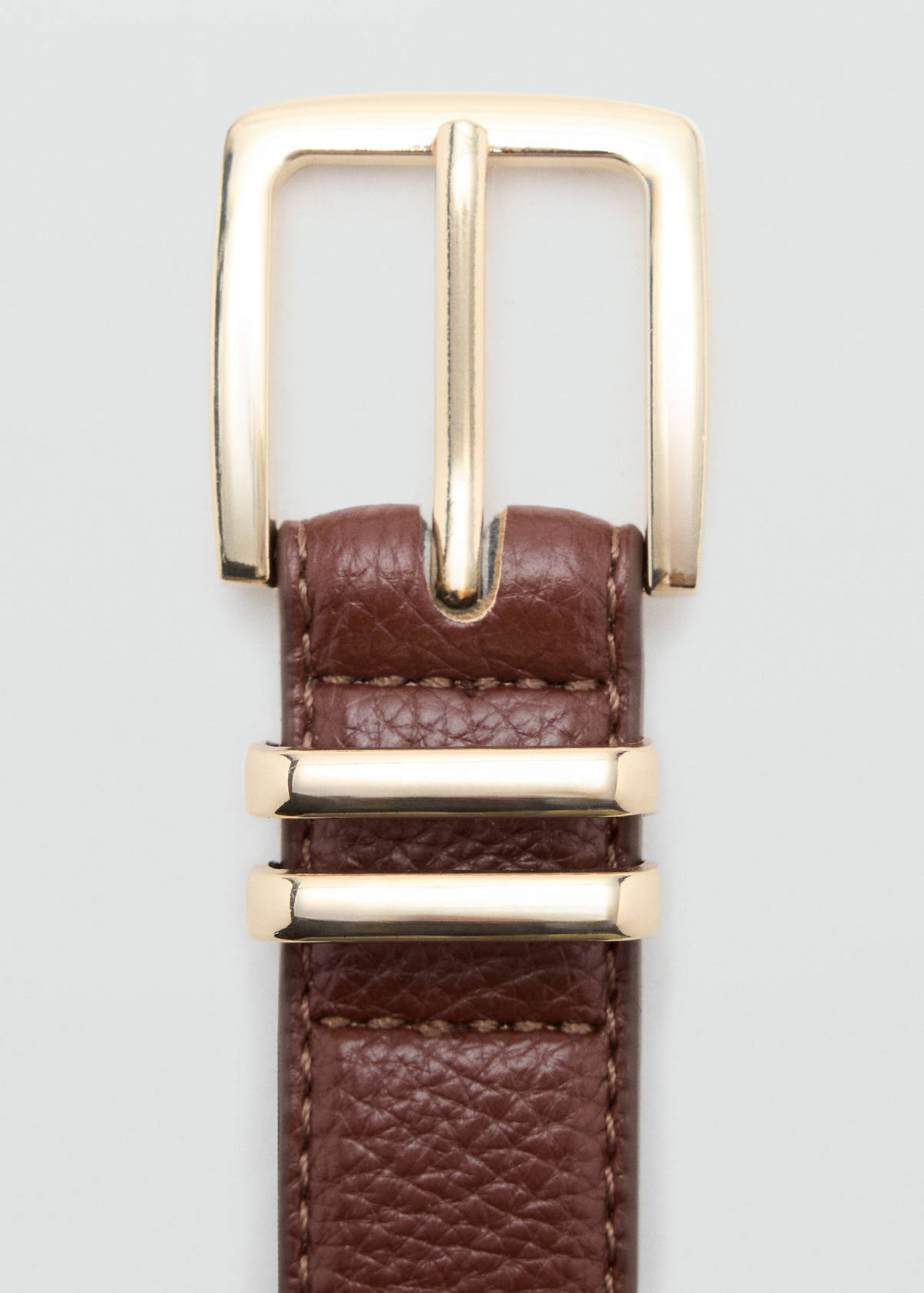 Square buckle belt — Brown
