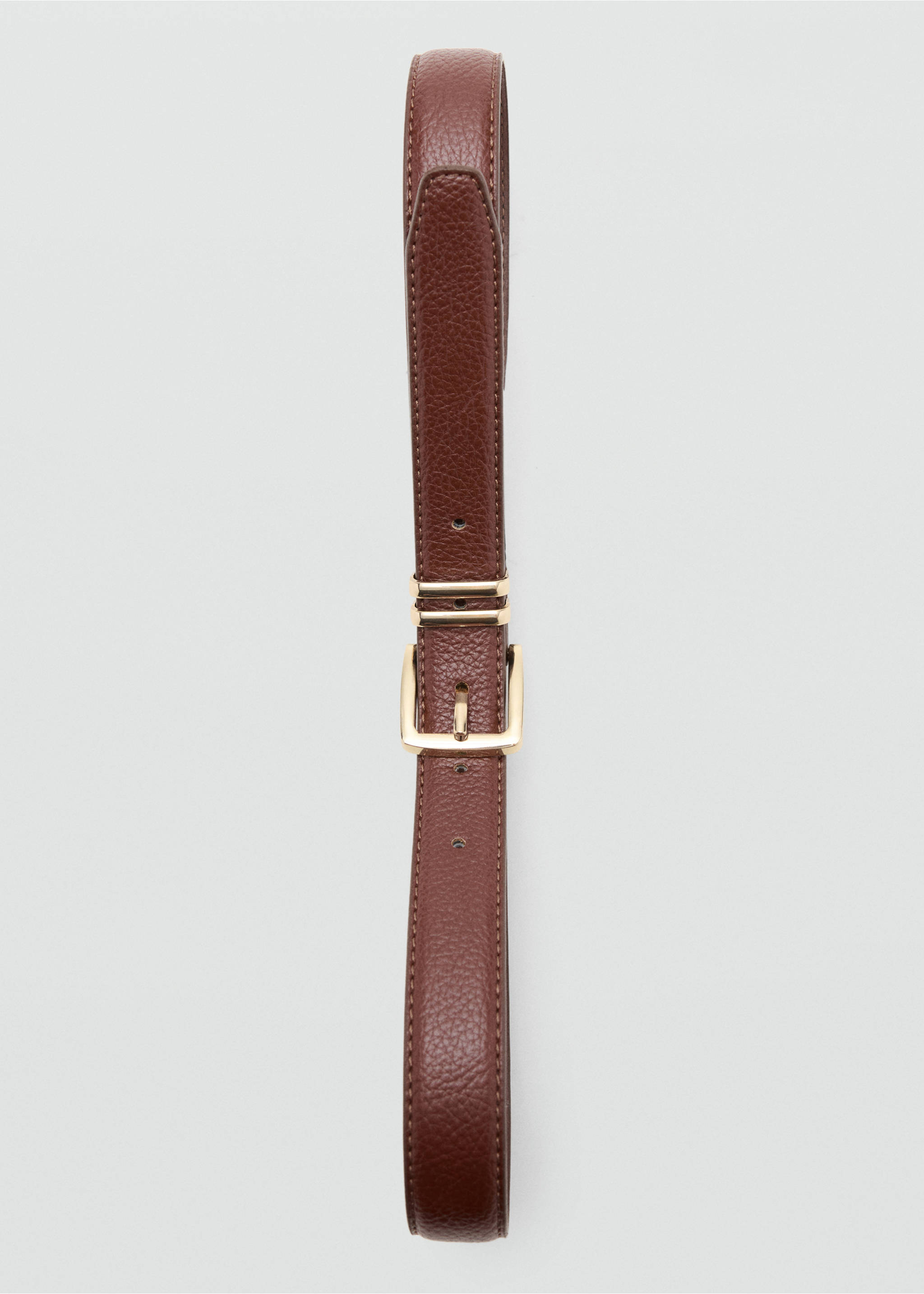 Square buckle belt - Details of the article 2, Brown. Ref: 37064420-00.