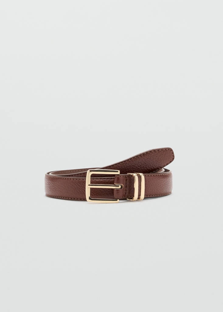 Square buckle belt — Brown