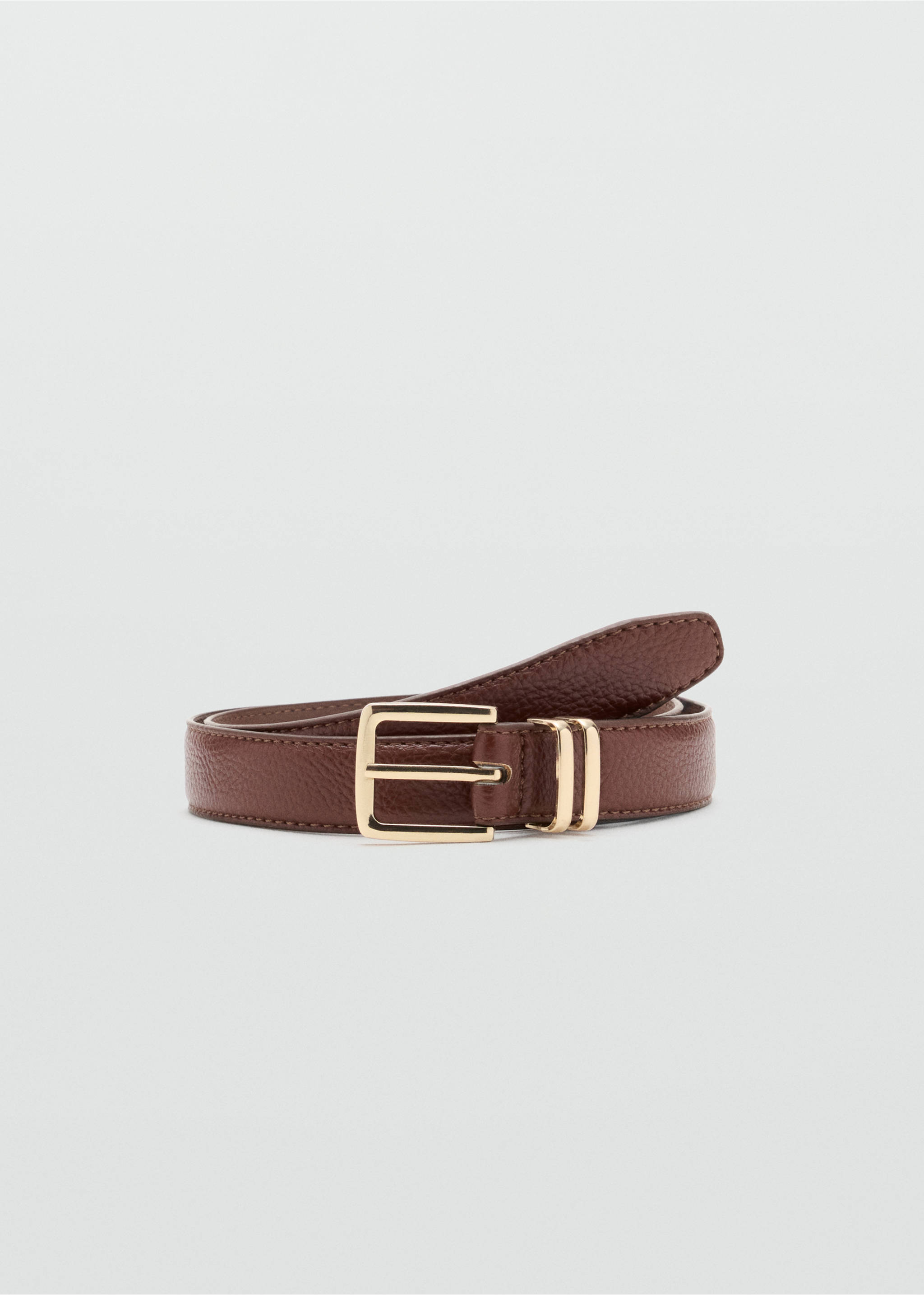 Square buckle belt - Article without model, Brown. Ref: 37064420-00.