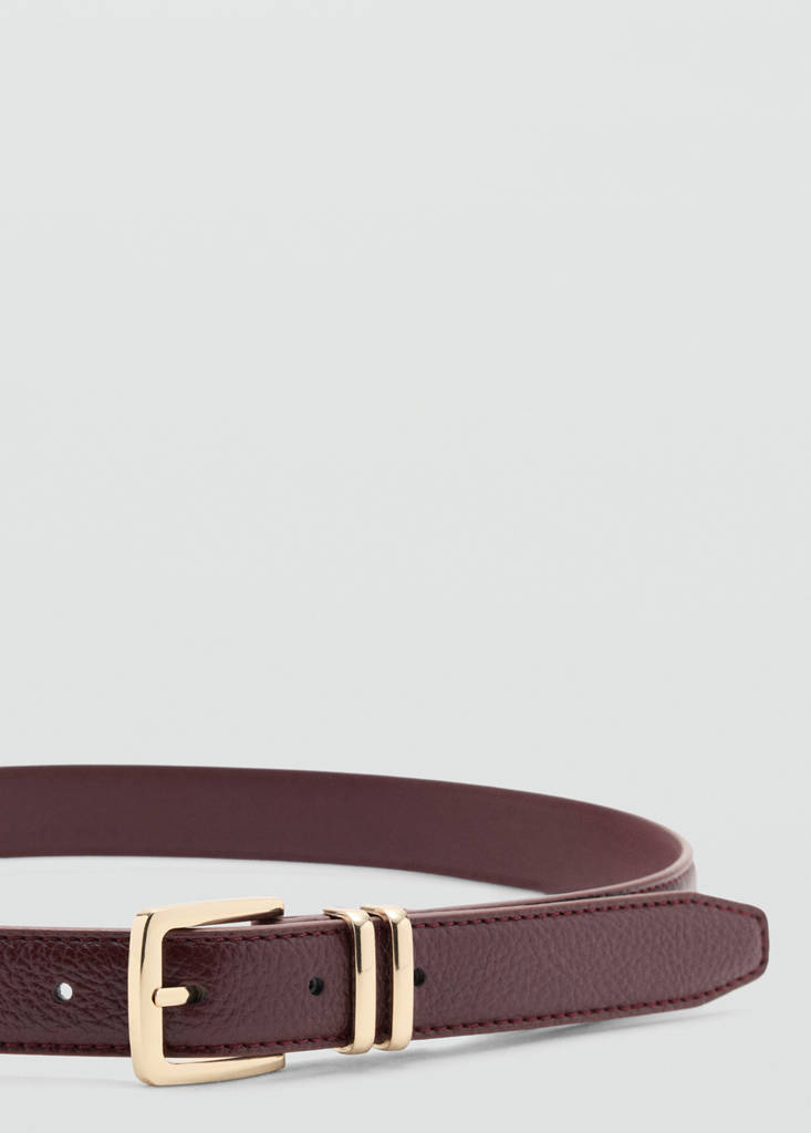 Square buckle belt — Burgundy
