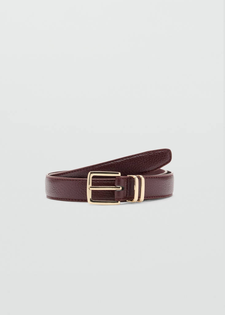Square buckle belt — Burgundy