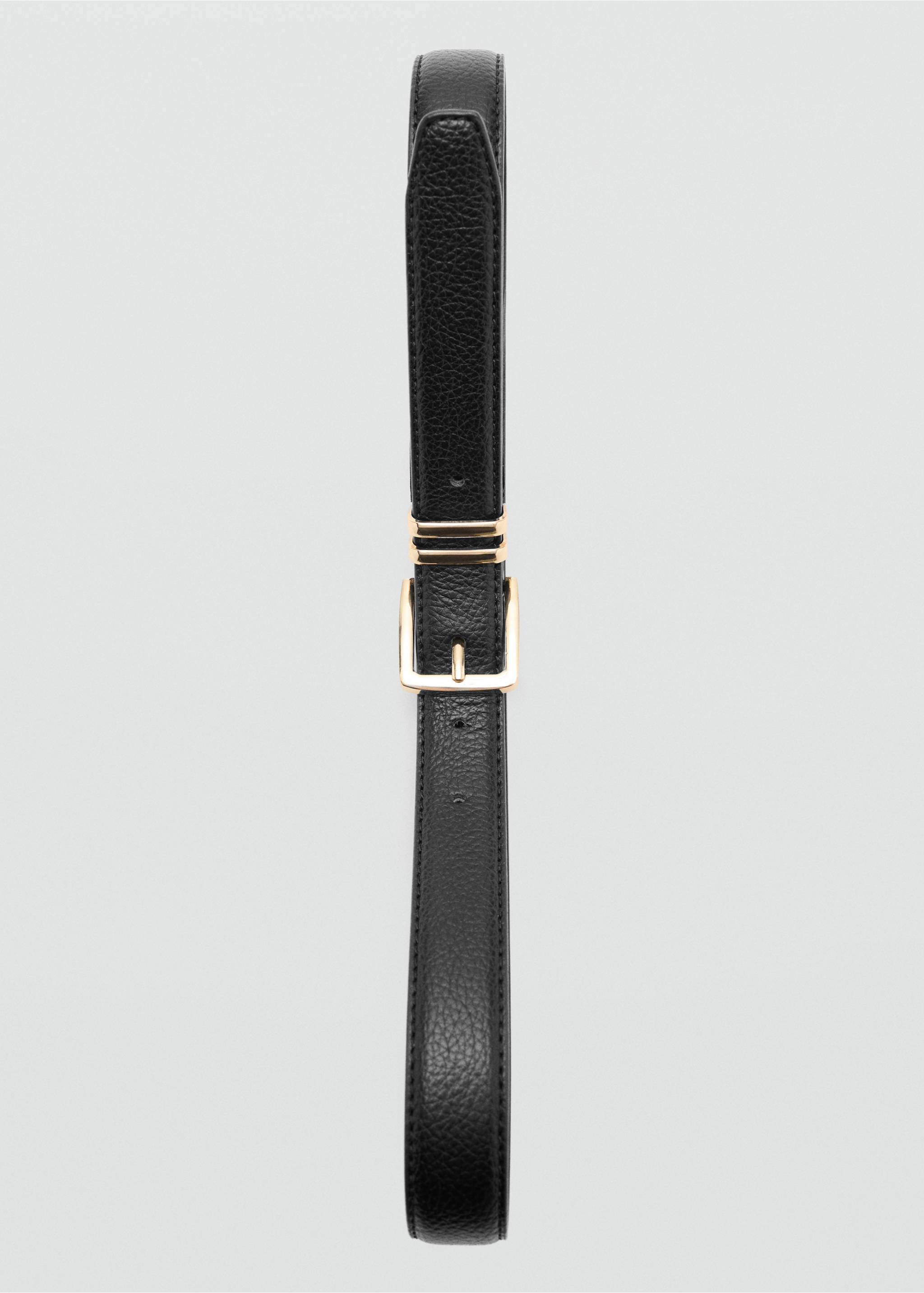 Square buckle belt - Details of the article 2, Black. Ref: 37064420-00.