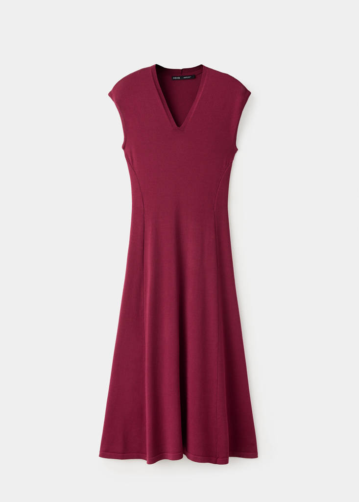V-neck knitted dress — Strawberry
