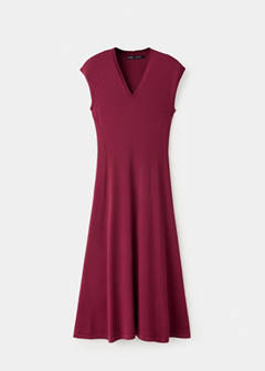 V-neck knitted dress — Strawberry 6