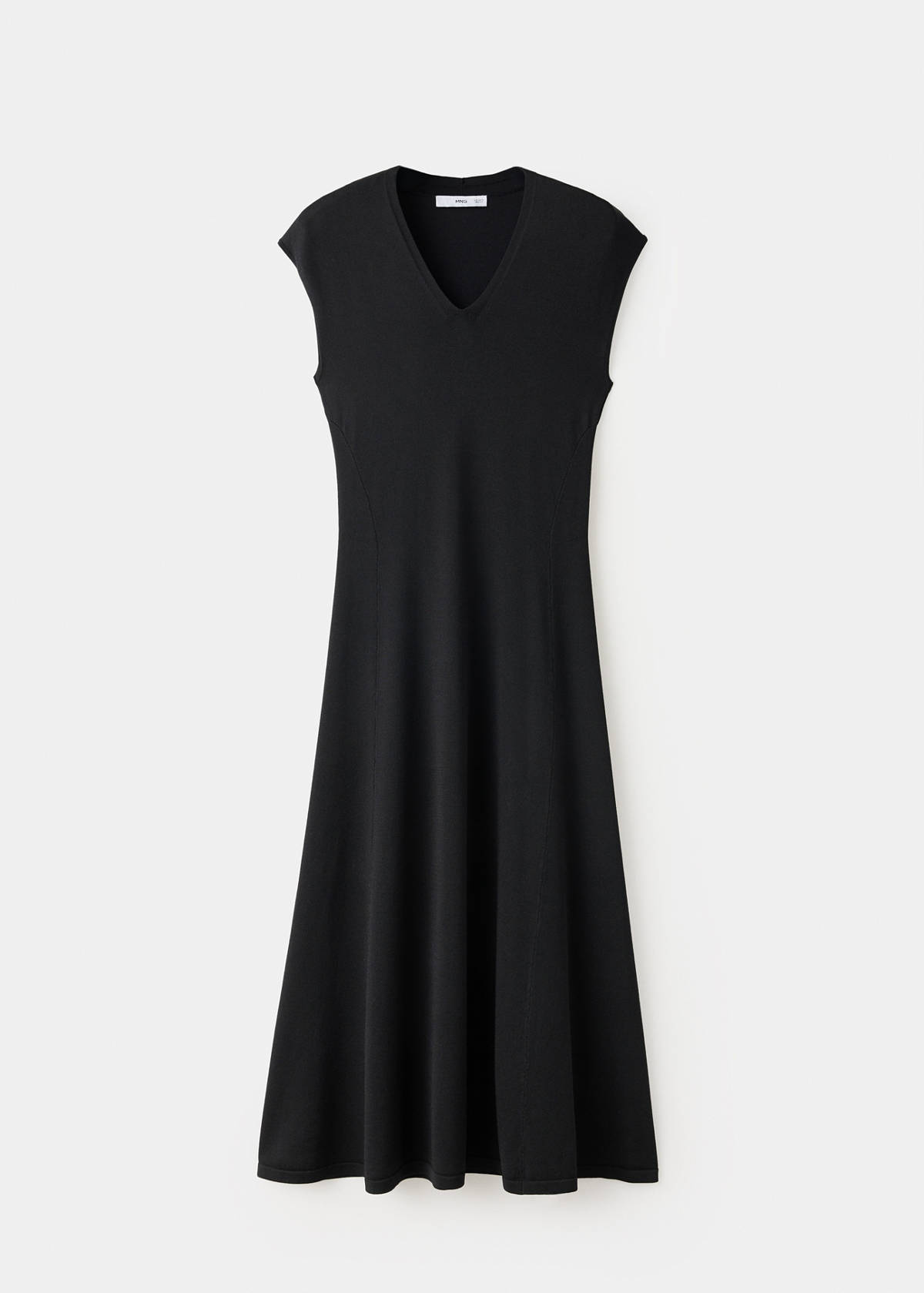 V-neck knitted dress — Black