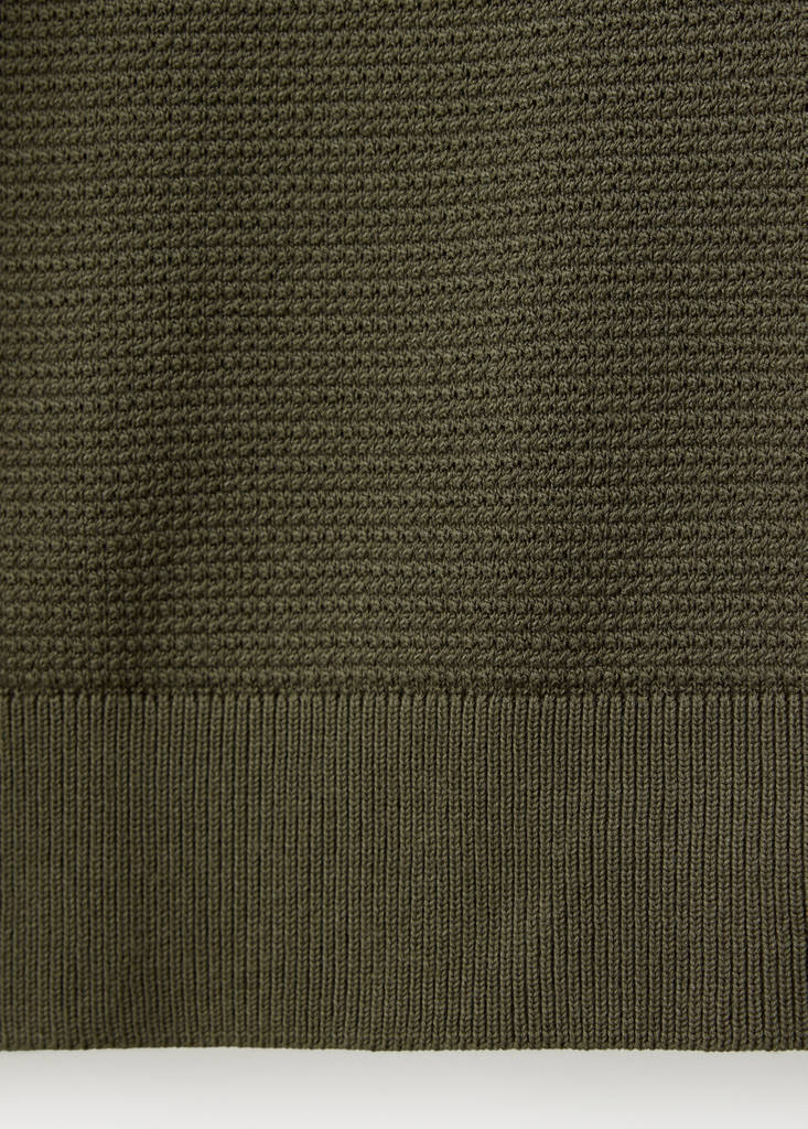 Fine-knit jersey in a cotton blend with textured structure — Olive Green