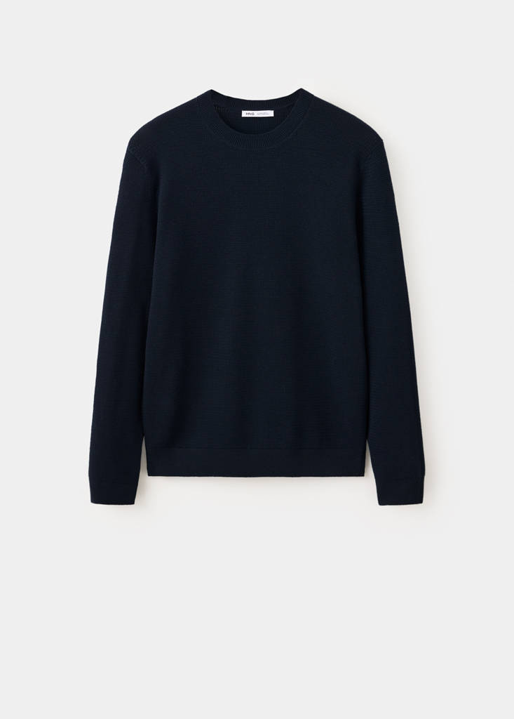 Fine-knit jersey in a cotton blend with textured structure — Navy