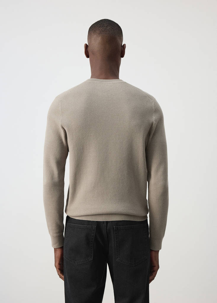 Fine-knit jersey in a cotton blend with textured structure — Mink Grey