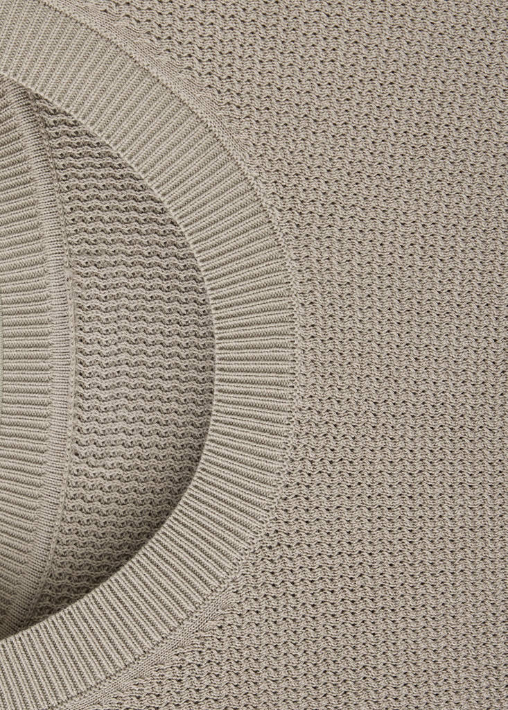 Fine-knit jersey in a cotton blend with textured structure — Mink Grey