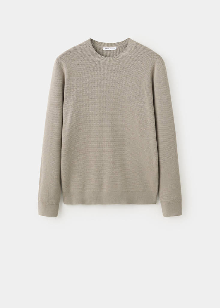 Fine-knit jersey in a cotton blend with textured structure — Mink Grey