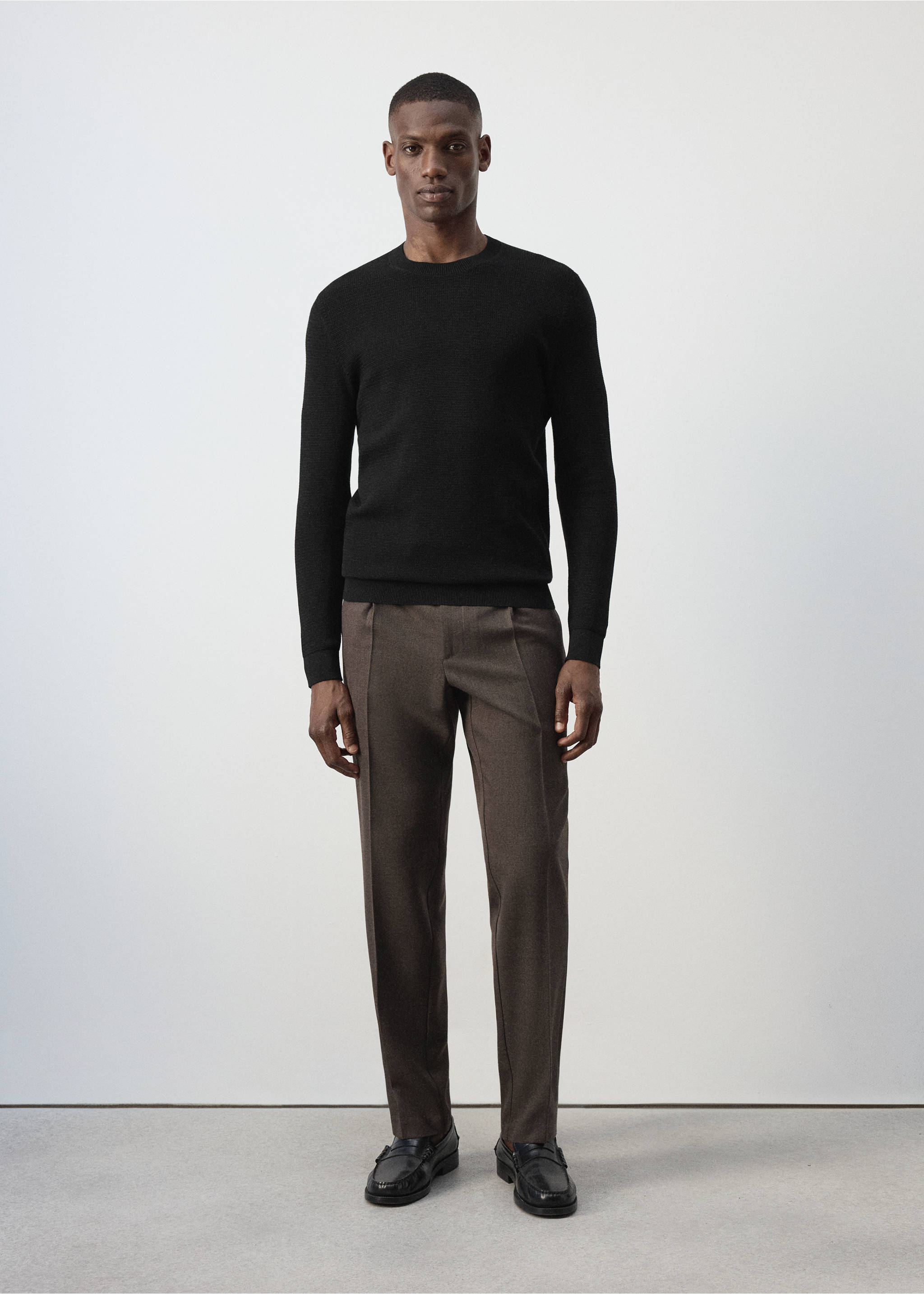 Fine knit cotton blend polo - General plane, Black. Ref: 37064423-00.