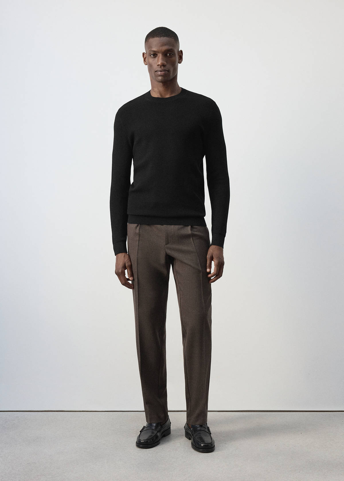 Fine-knit cotton sweater — Black