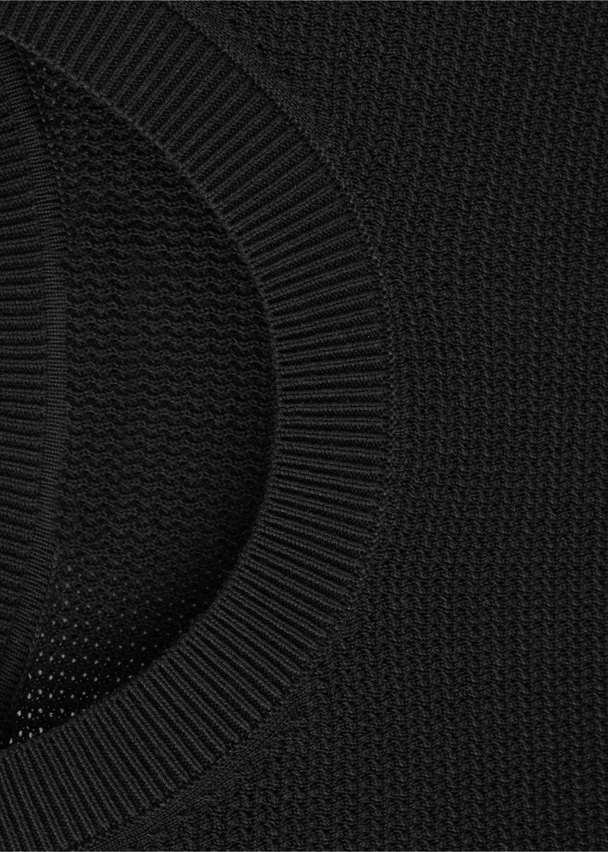 Fine knit cotton blend polo - Details of the article 8, Black. Ref: 37064423-00.