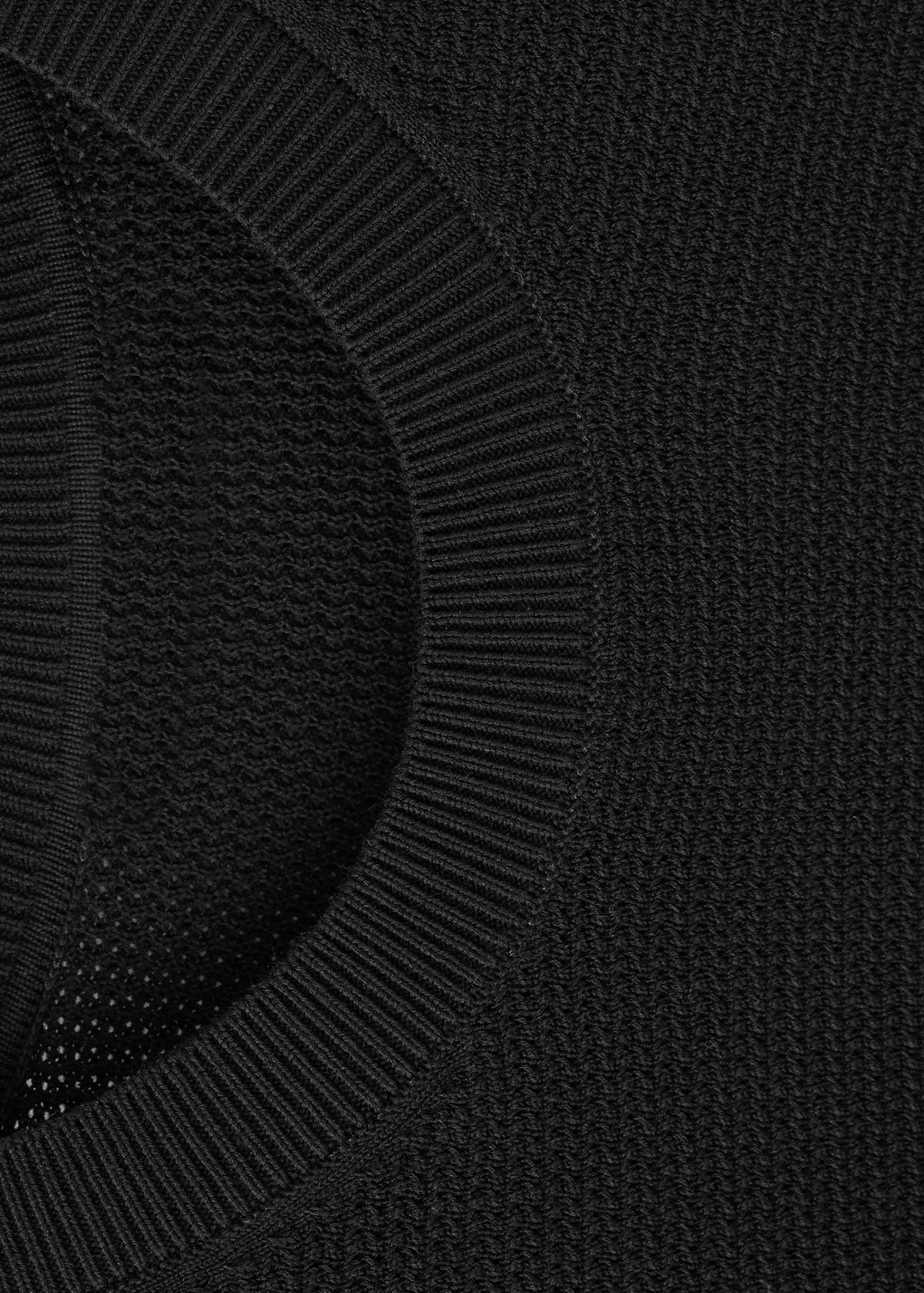 Fine-knit cotton sweater — Black