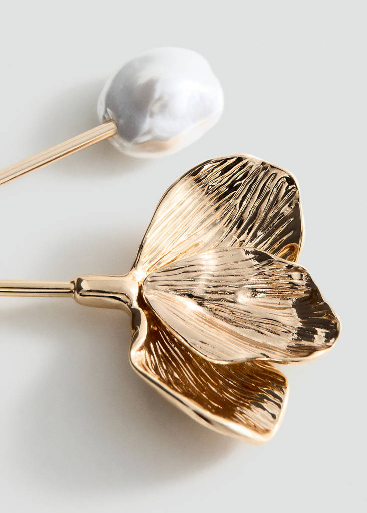 Metallic combination barrette — Gold