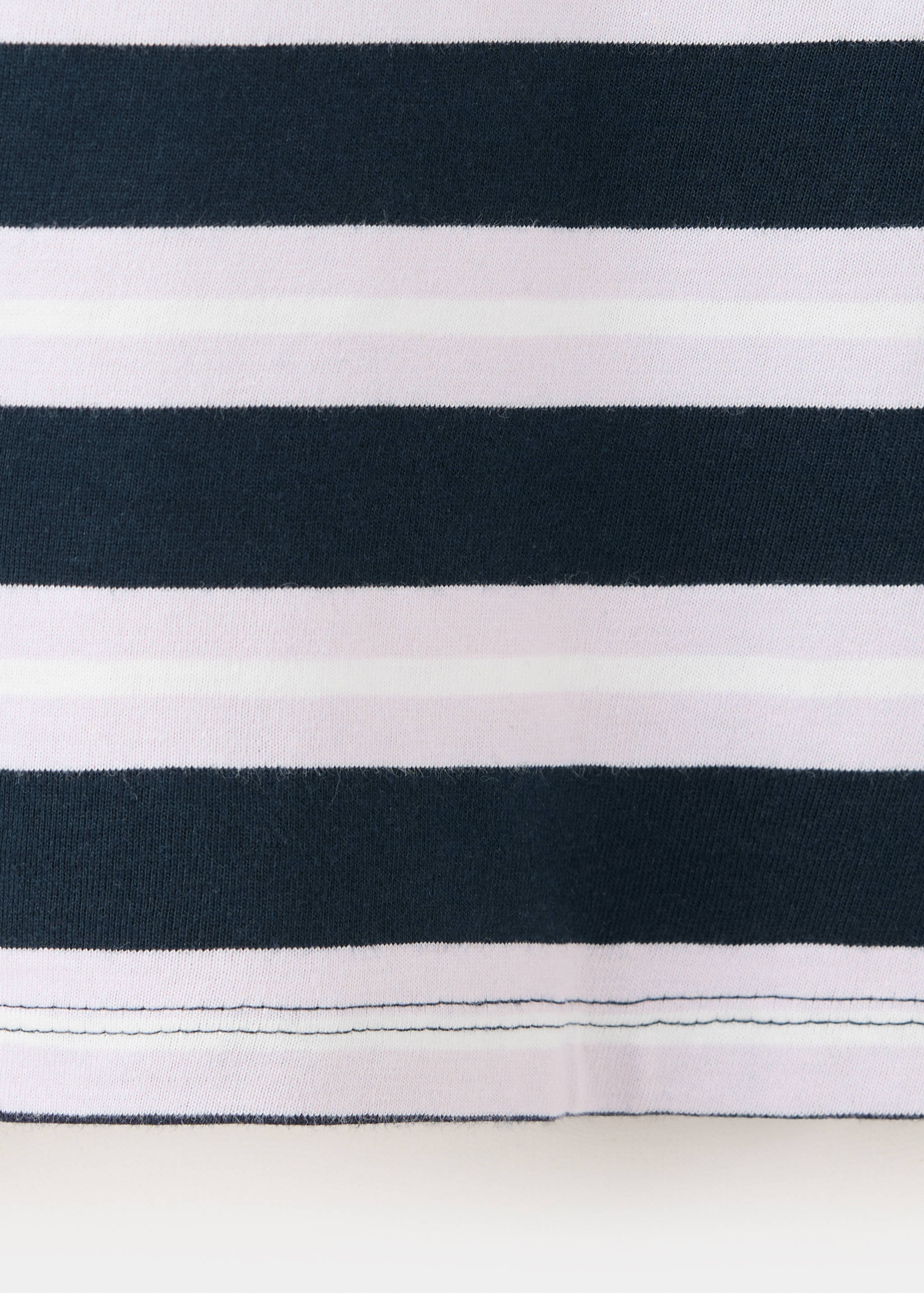 Cotton striped T-shirt with slogan print - Details of the article 0